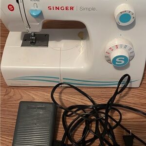 Singer Simple White and Blue Sewing Machine